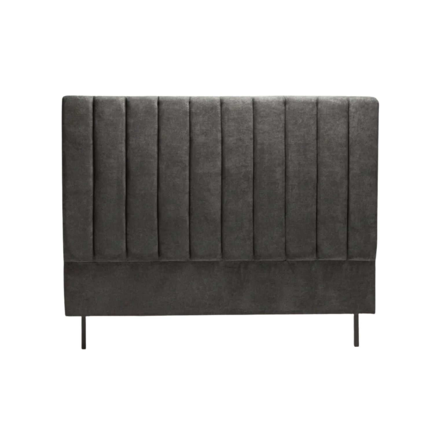 Dark Grey Upholstered Fabric Headboard with Channel Tufting - King