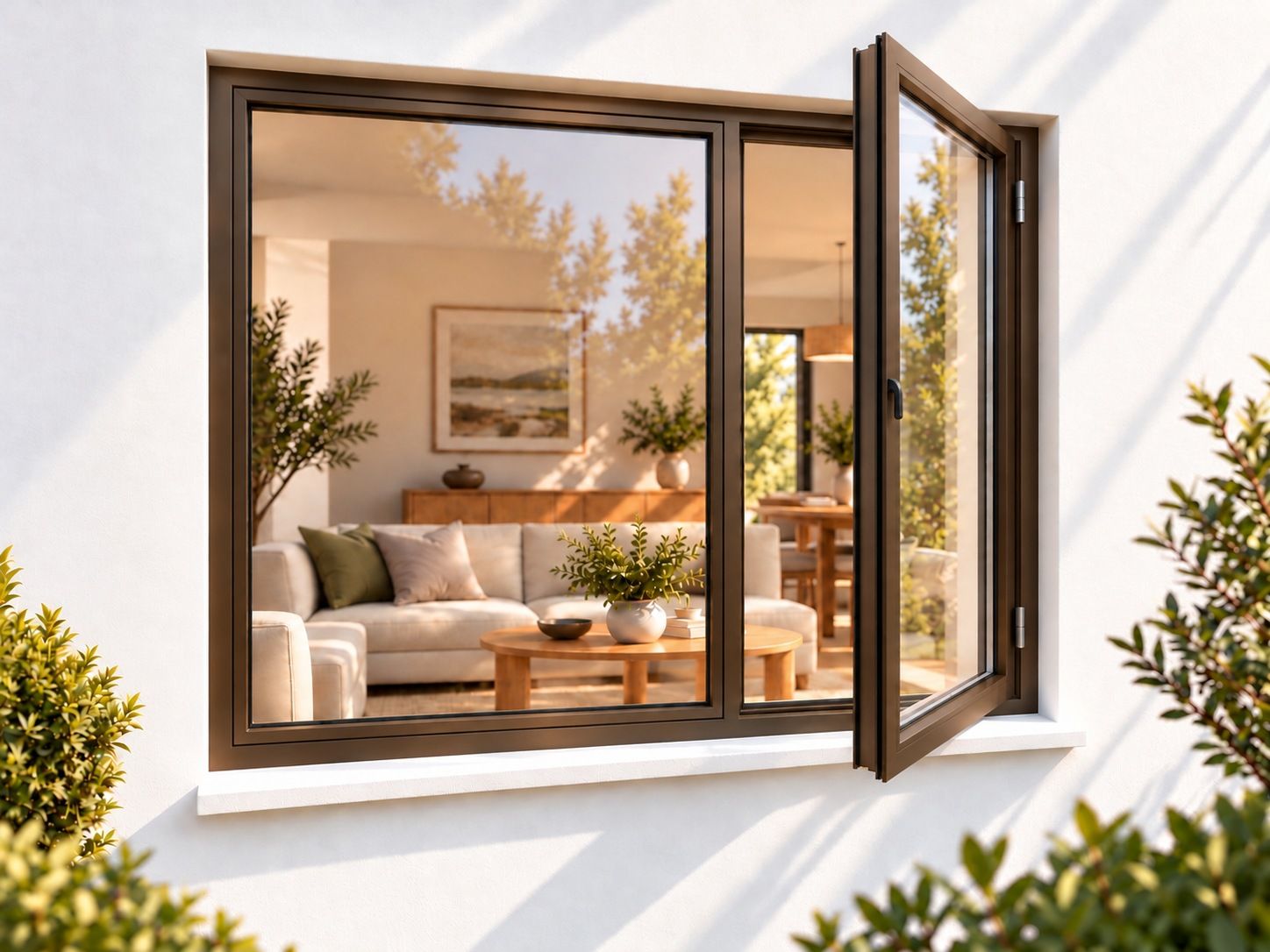 Kenzo Premium Side-Hung Aluminium Window - Bronze, 1800 1200 mm, Right Side Opener