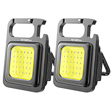 Smiling Shark 2 Pack Tip-003 Rechargeable Magnetic Keychain Flashlight COB Torch light 4 Modes with Bracket Bottle Opener