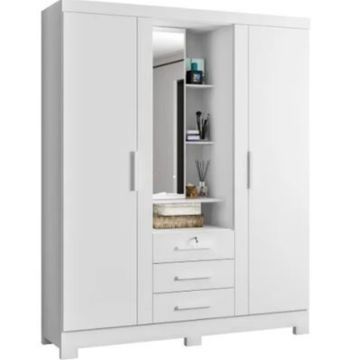 Capelinha Premium Wardrobe with 3 Doors and 3 Drawers-White