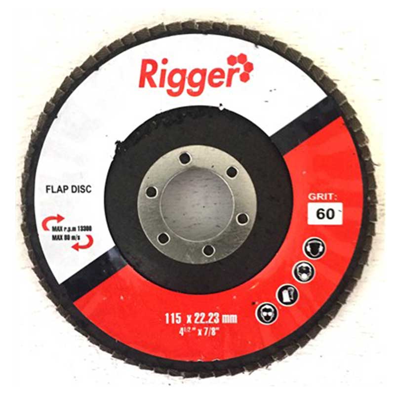 RIGGER Abrasive DIY Flap Disc 115mm x 22.23mm - 60 Grit