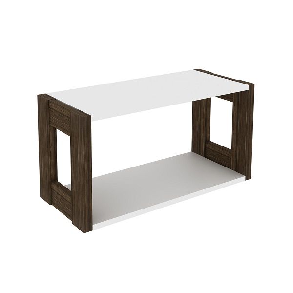 Linx Suspended Wall Shelf  - White & Walnut