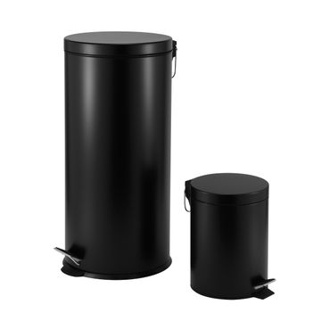 CASA ROMA 5L + 30L STEEL PEDAL BIN COMBO SET -  BLACK MATTE