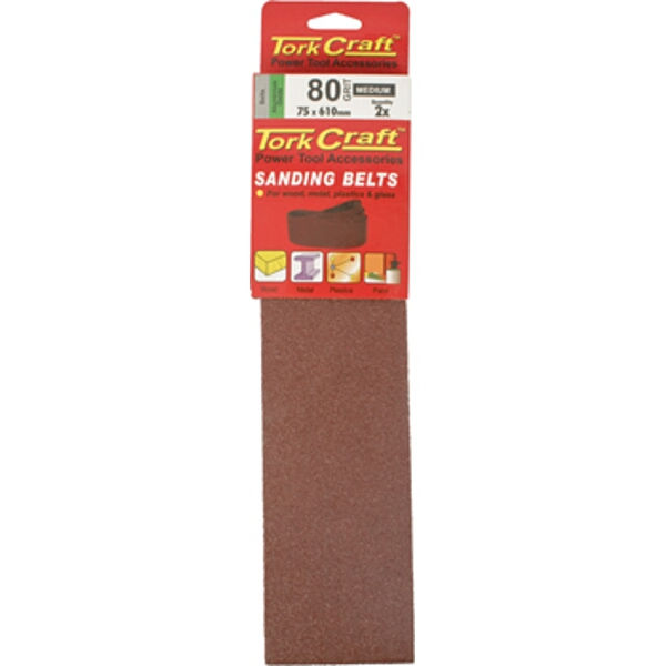 Tork Craft - Sanding Belt - 2 Piece - 75mm x 610mm - 80 Grit - 7 Pack
