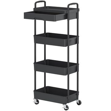 4-Tier Utility Cart With Drawer - BLACK