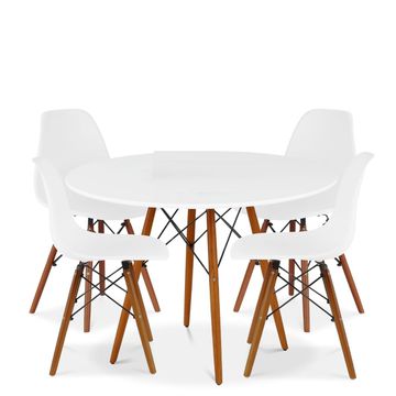 Dining Suites / Sets - Round Dining Table with Four Chairs - White
