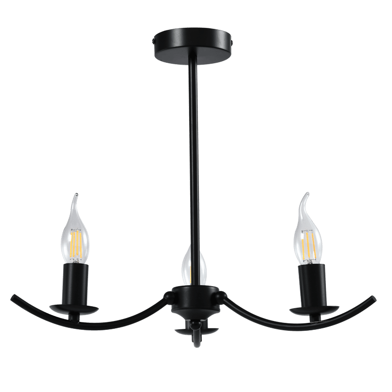 Metal Chandelier with Alabaster Glass