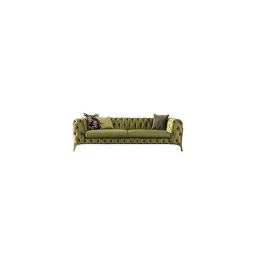 Modern Sofa Olive Green 3 seater Chesterfield Couch