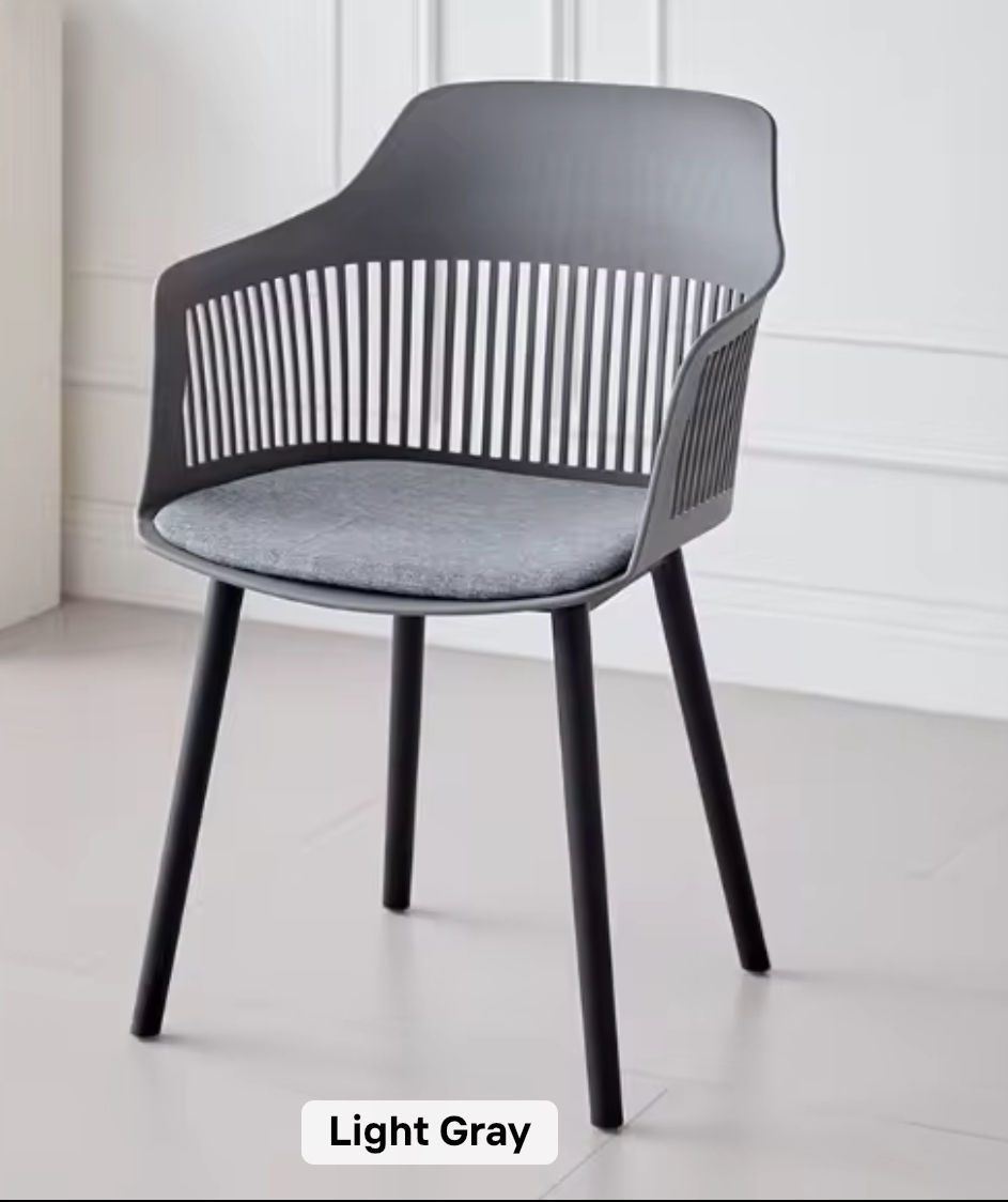 Modern Nordic PP Dining Chair with Backrest- LIGHT GRAY
