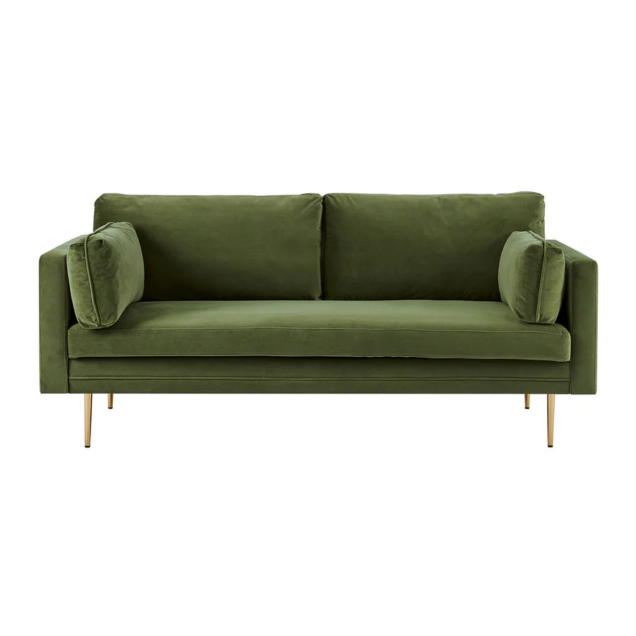Paige Velvet 3 Seater Sofa-Olive Green