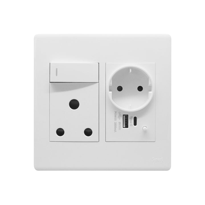 SYNERJI S/S DECO 4X4 RSA + EURO SCHUKO + 2XUSB - Grey