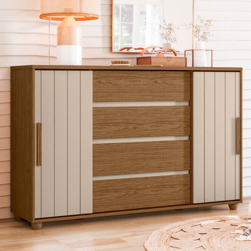 Evidenza 2-Door Sliding Chest of Drawers jatoba/matellic fend