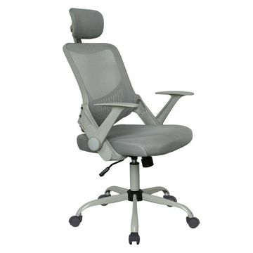 High Back Ergonomic Office Chair with Retractable Armrests-Grey