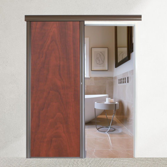 Interior Sliding Door kit with sliding mechanism MDF Mahogany-w890xh2050mm