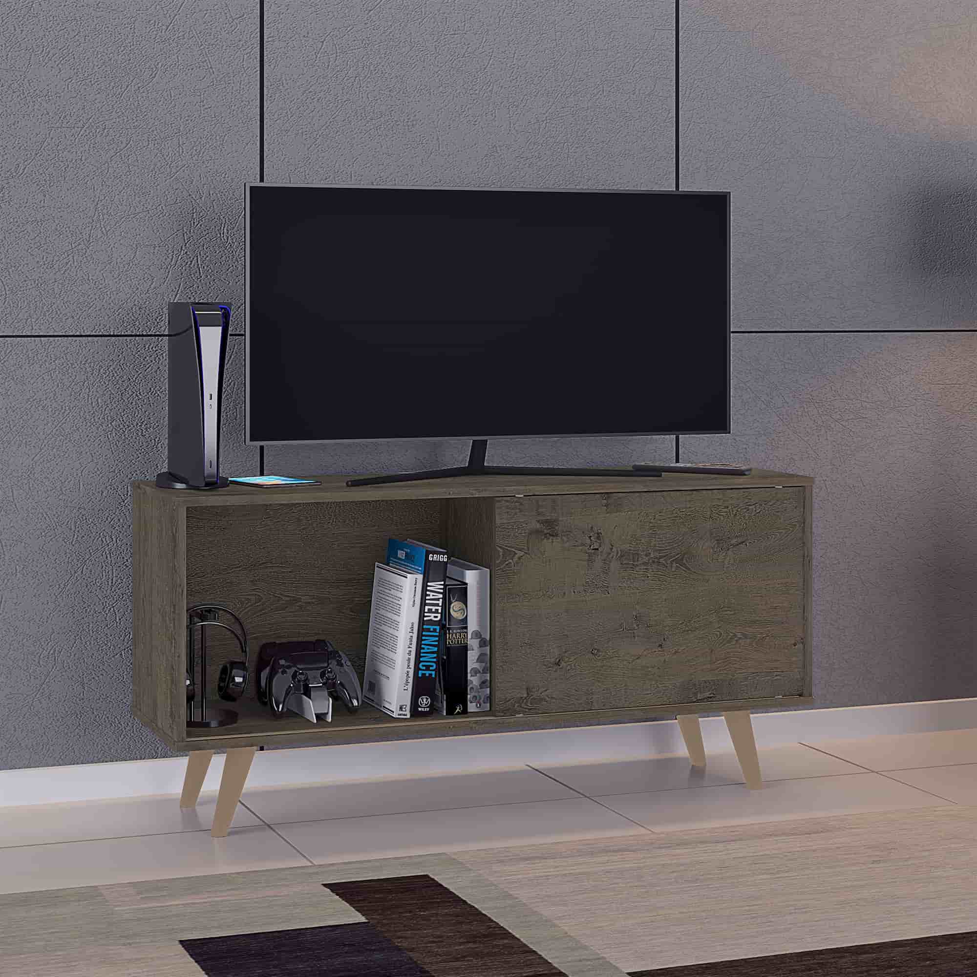 MALAGA TV STAND RUSTIC BROWN-BLACK