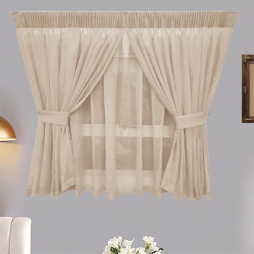 Matoc Designs Curtain - Café Double Layer - Mystic Voile - Taupe - Taped - 250cm W x 120cm H