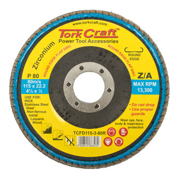 Flap Disc Round Edge Zirconium 115Mm 80 Grit Flat