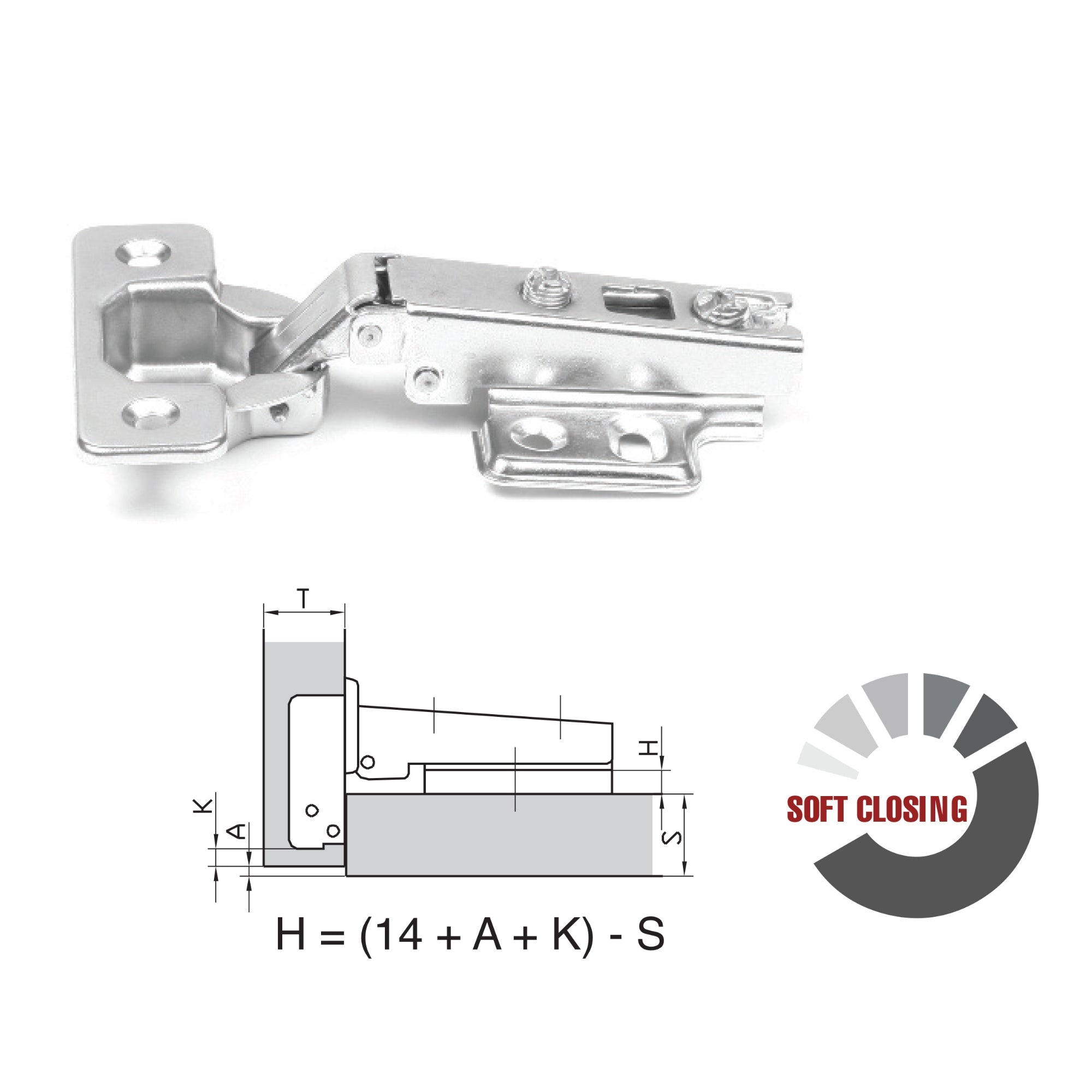 ROCO 110 Degree Soft Closing 4 Hole Base Plated Cupboard Hinge