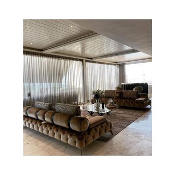 Briaton Luxury Chesterfield 4pc Sofa Cream - Brown