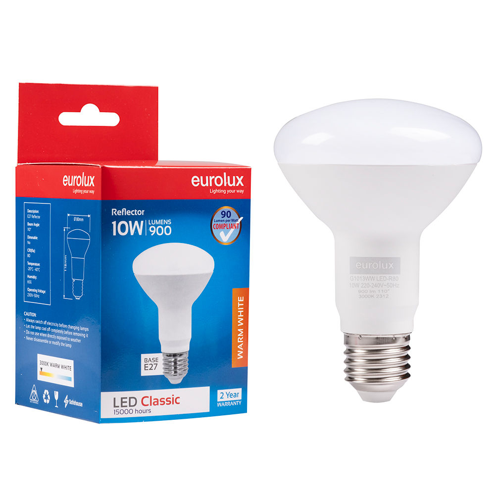 Warm White E27 10W R80 LED Reflector Lamp