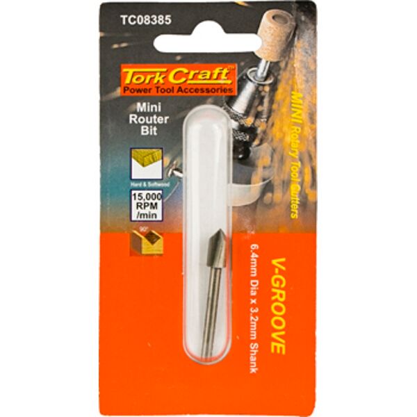 Mini Router Bit 6.4Mm V-Groove 3.2Mm Shank