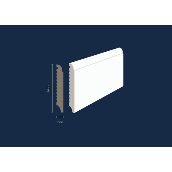 Skirting Polymer White (T)13x(W)90x(L)2700mm