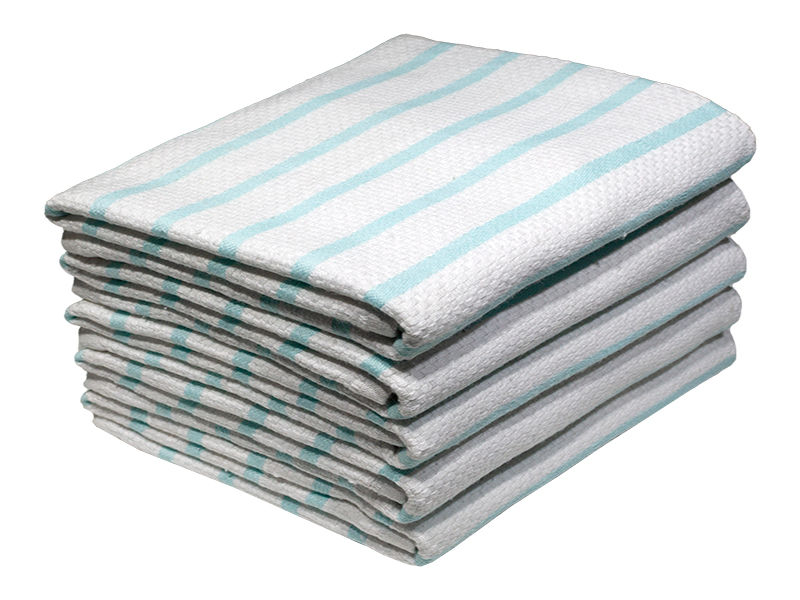 Multipurpose, Easy Fit, Absorbent Kitchen Towel - Design 2185 - 047x070cms - (05 Pc Pack) - Stripes - Hint Of Mint