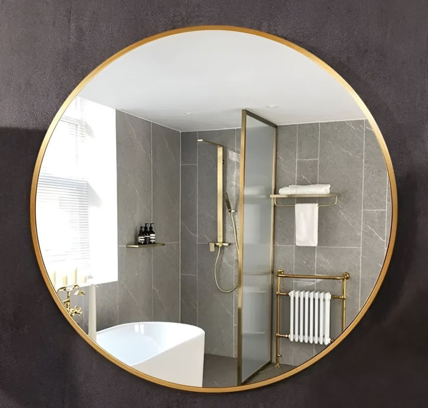 Premium Quality Round Wall Mirror Gold Plated plastic Frame 60X60CM