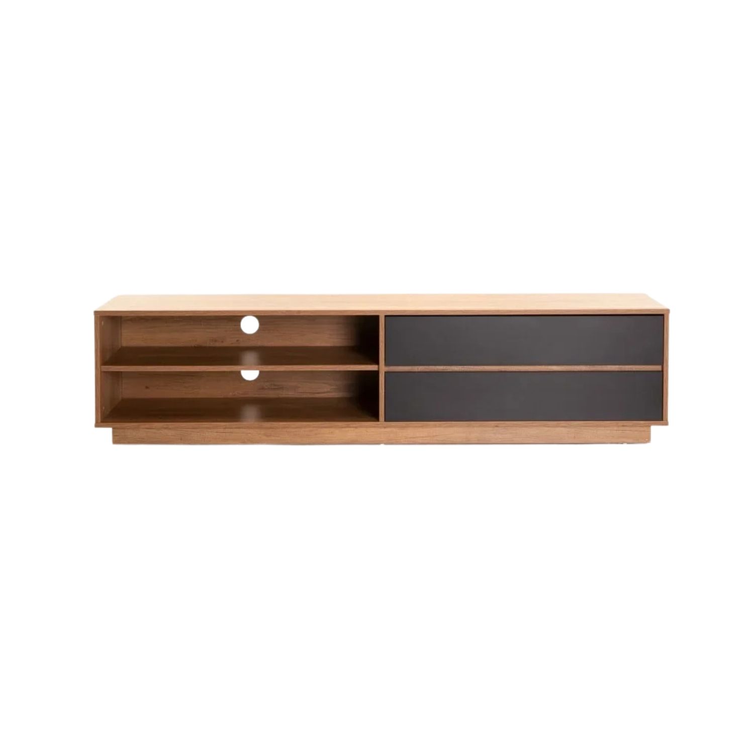 180cm Scandinavian 2-Drawer TV Stand - Wild Oak/Black