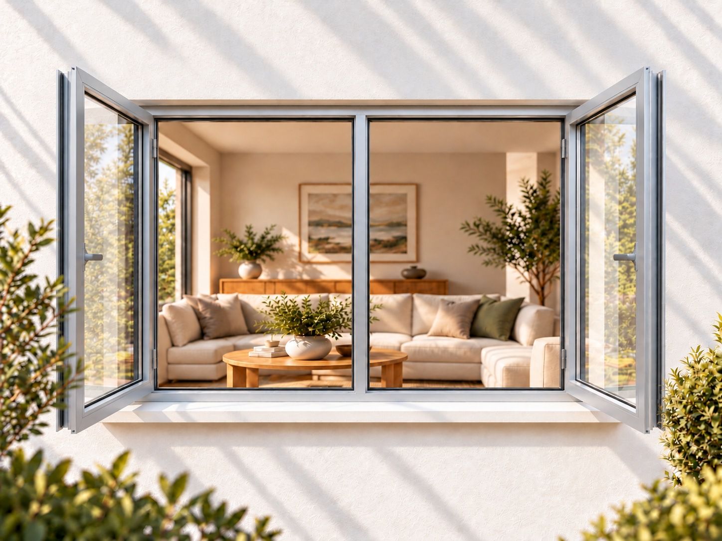 Kenzo Premium Side-Hung Aluminium Window - Silver, 1200 900 mm, Double Side Opener