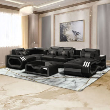 KC FURN- Black Modular Sectional Sofa