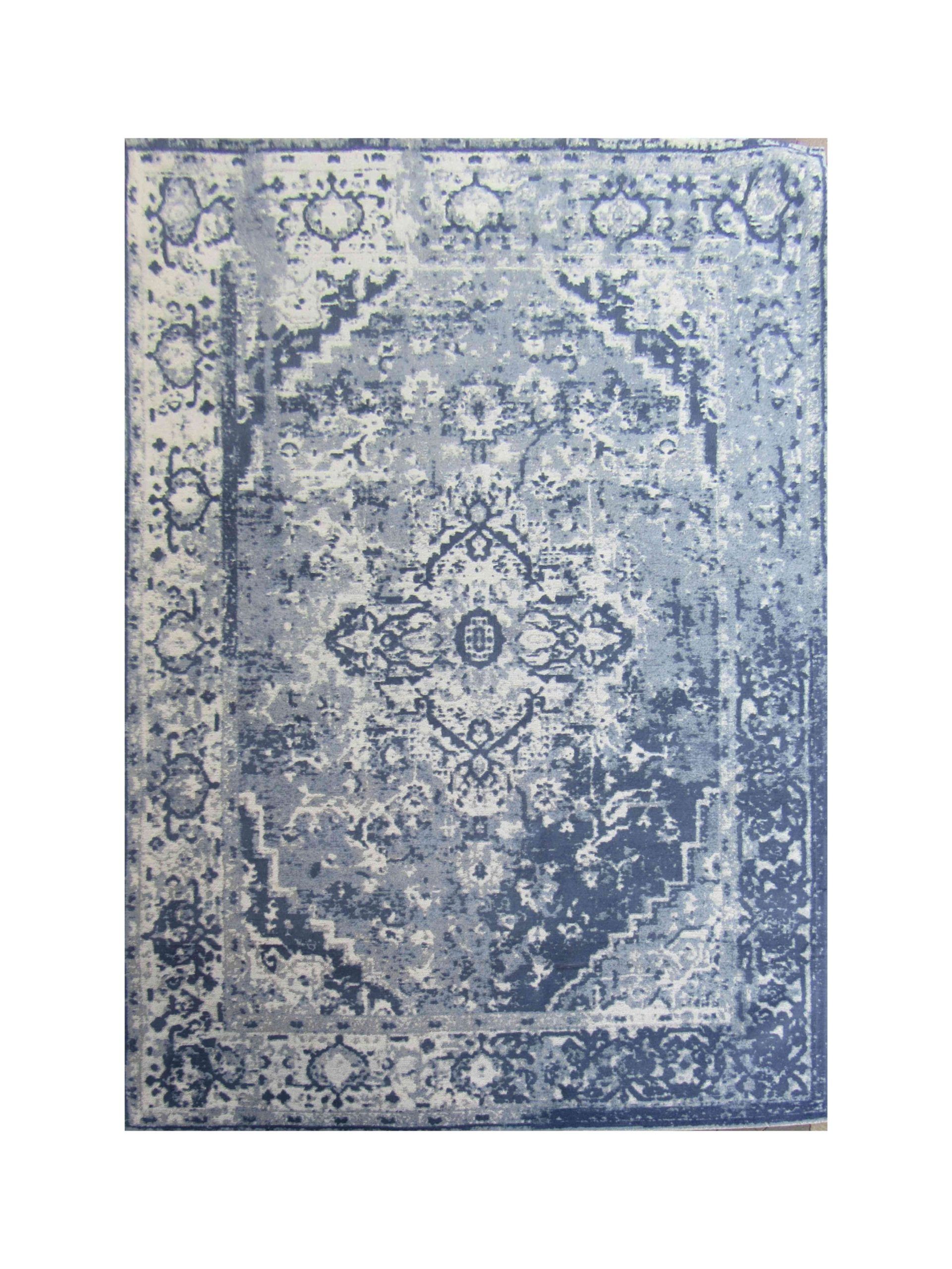 BK Carpets & Rugs – Vintage Inspired Chenille Rug – Blue & Off-White - 2m x 2.9m