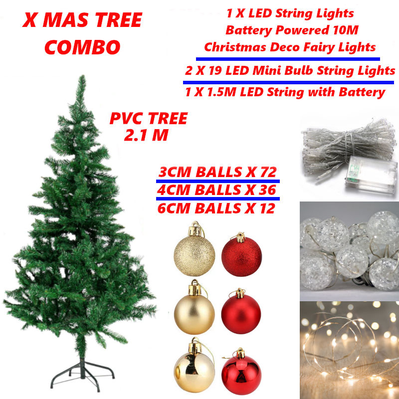 Christmas Tree 2.1M Complete Set With Tree; Baubles and Lights LEROY MERLIN South Africa