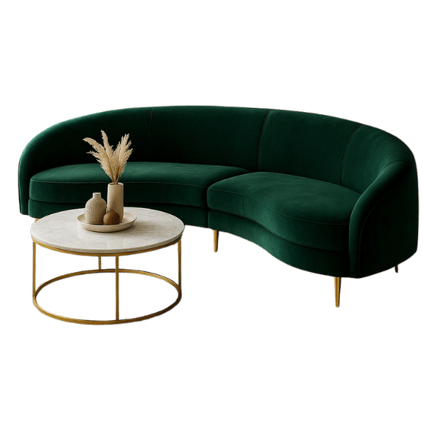 Innofurn-Curved Velvet Couch