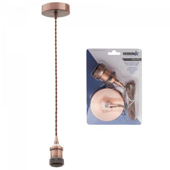 pendant light complete cup n cord red bronze