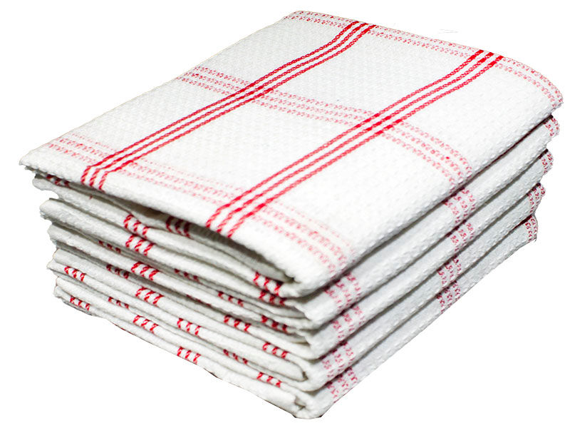 Multipurpose, Easy Fit, Absorbent Kitchen Towel - Design 2030 - 050x070cms - (05 Pc Pack) - Checks - High Risk Red