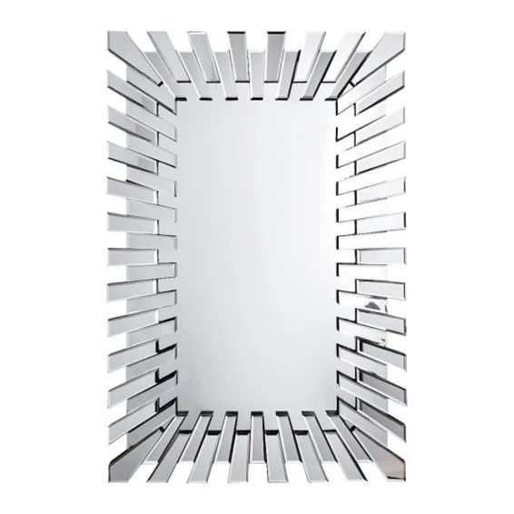 HOMZ Modern Unique 3D Sunburst All Glass Venetian Rectangular Wall Mirror,