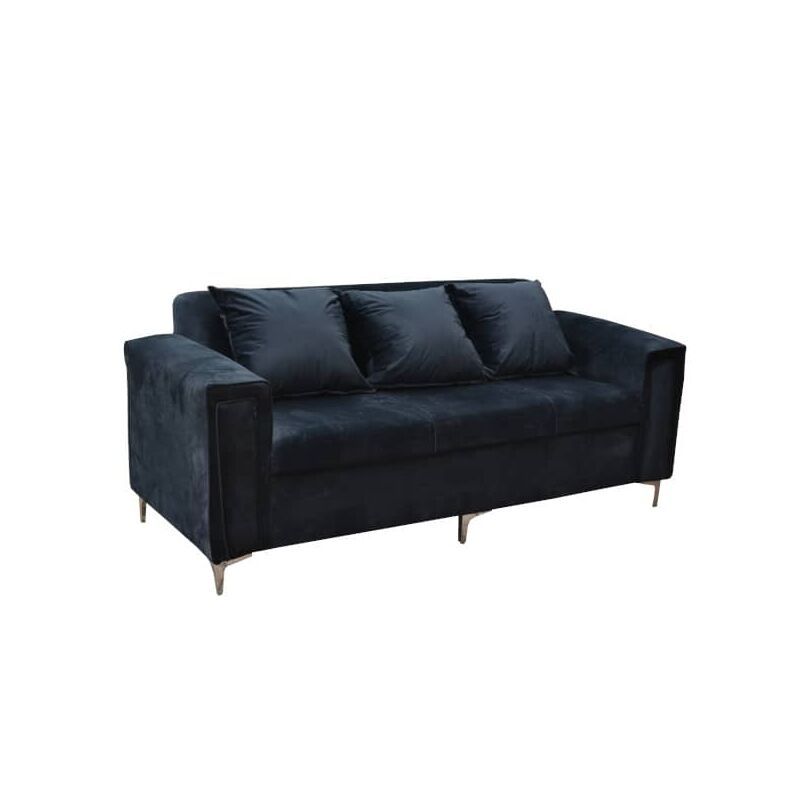 Black velvet couch – 3 Divisions – Cushions included