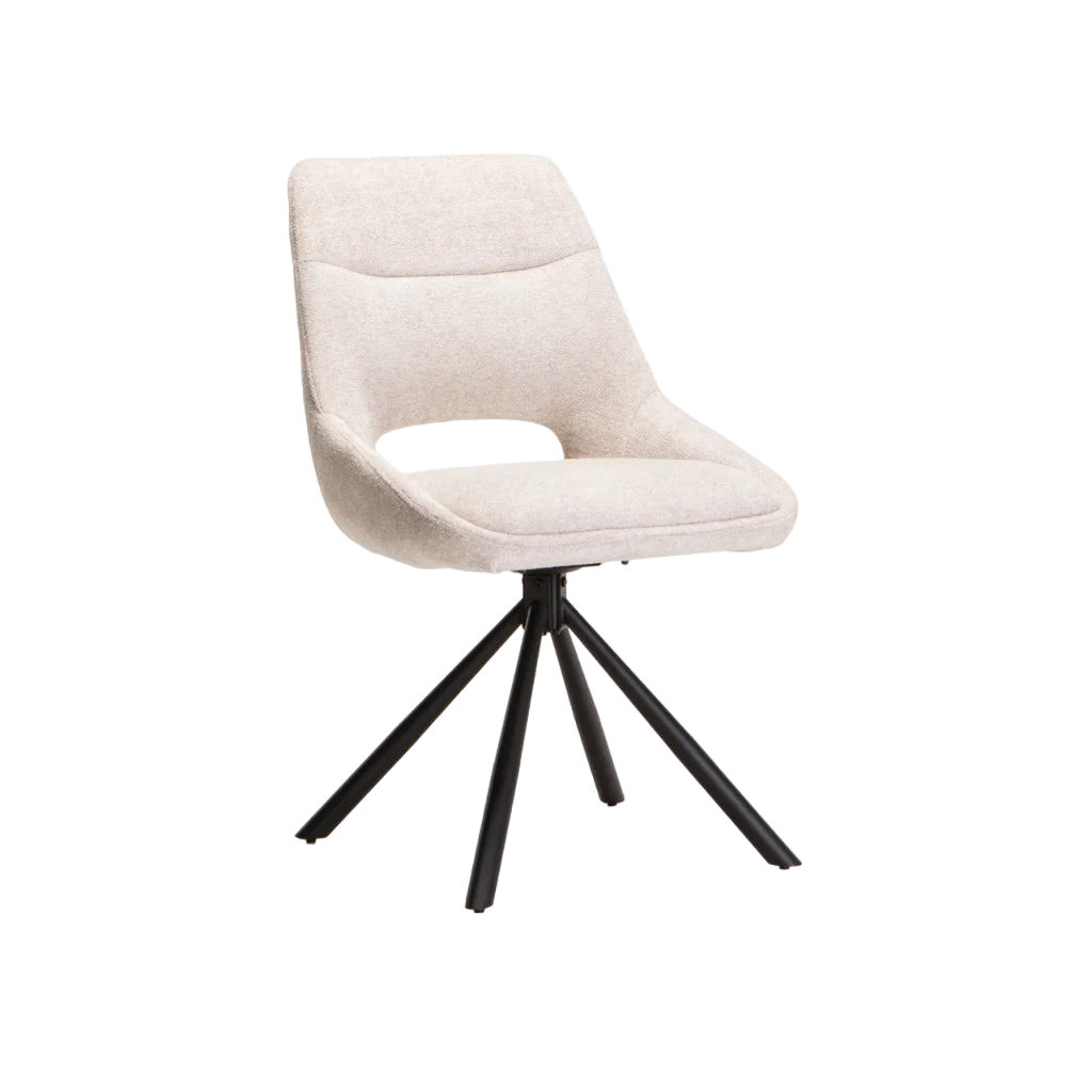 Vividitto - Piatto Fabric Swivel Dining Chair - Cream