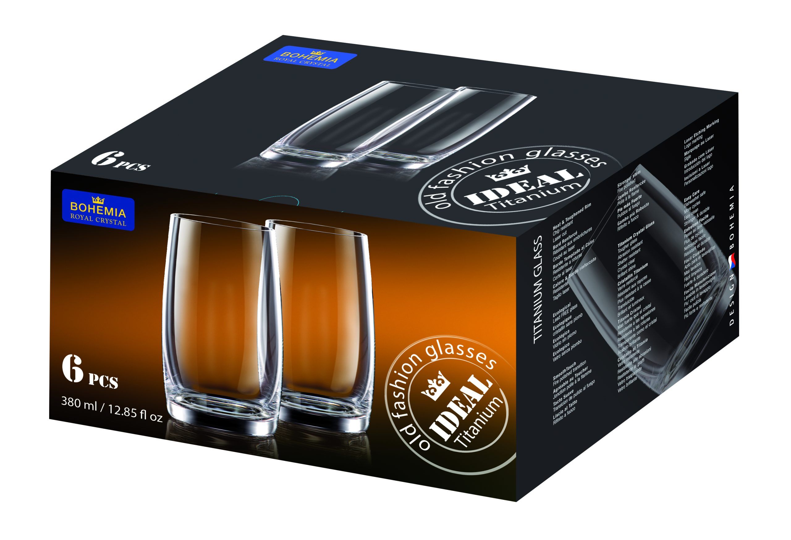 Bohemia Royal Crystal Hiball Glasses 6pk 380ml
