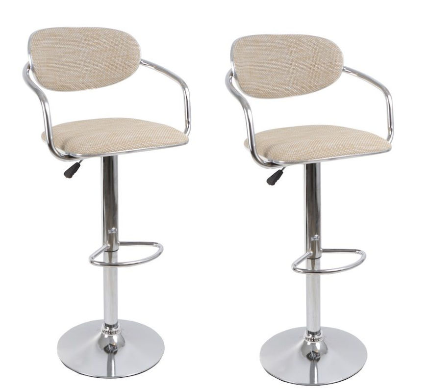 Rattan Bamboo Bar Stools / Kitchen Counter Chairs - 2 Pack - Beige