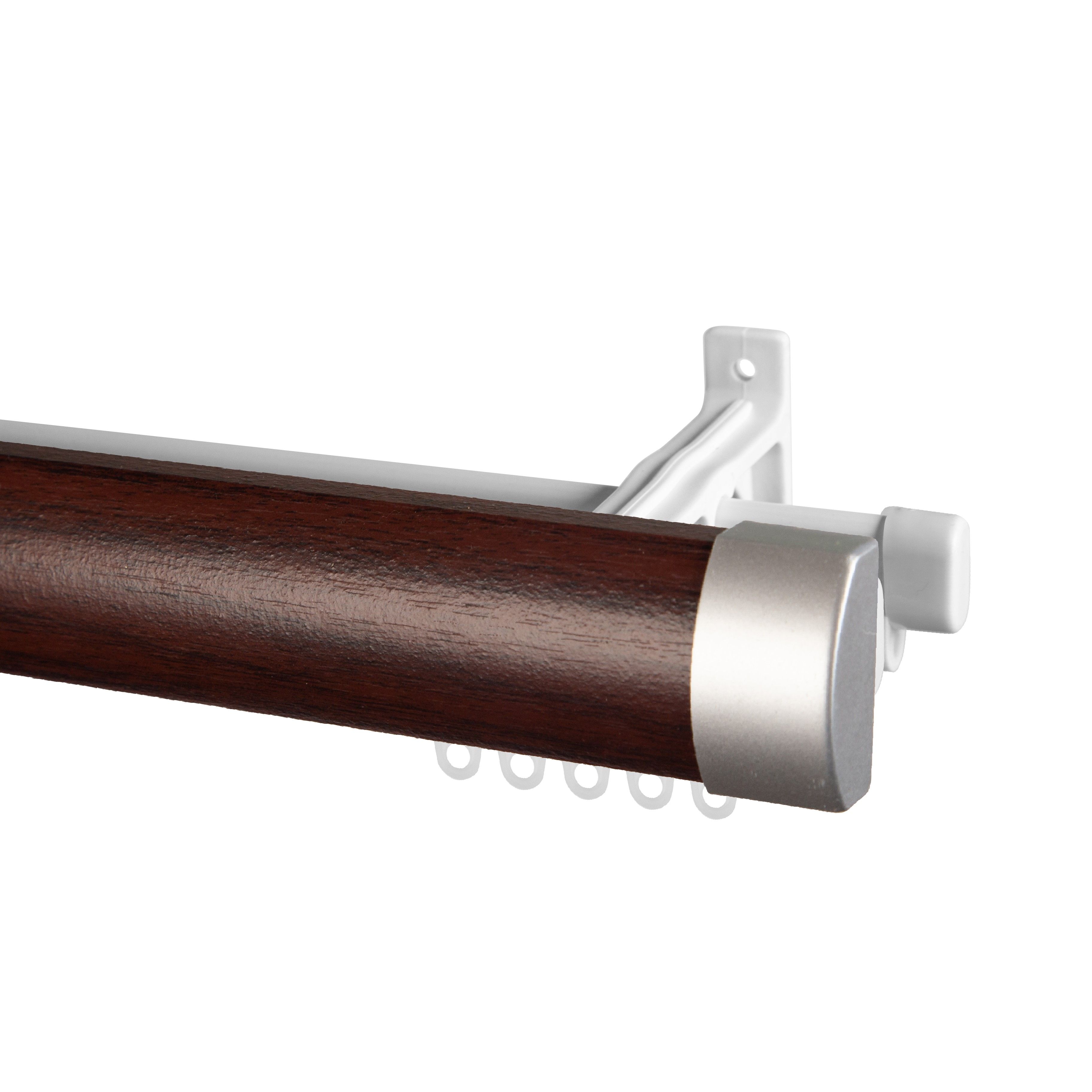 40mm PELMET ROD & DOUBLE TRACK 3.0m - Mahogany