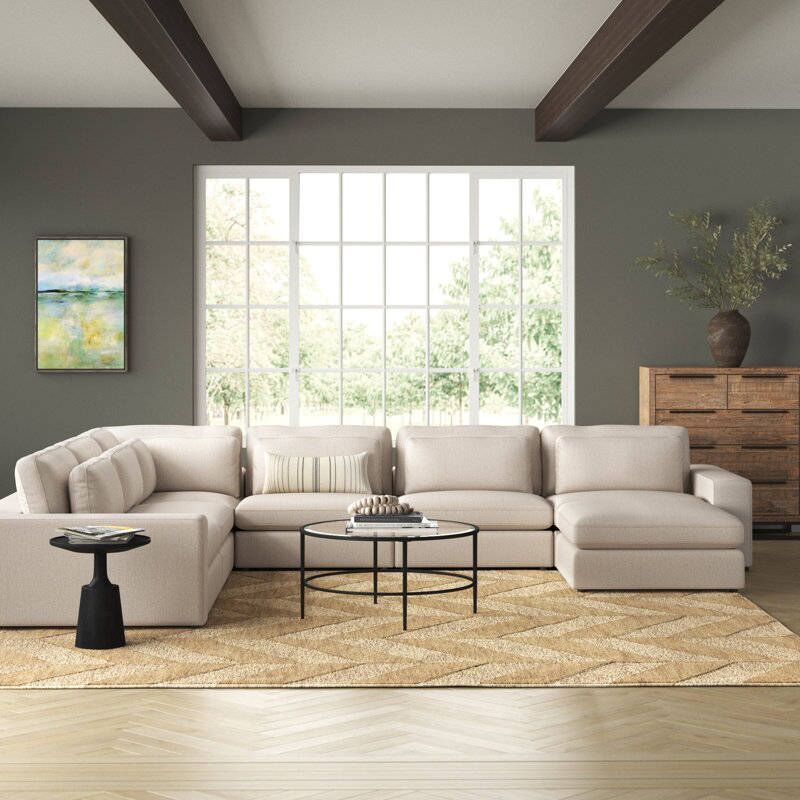 Clark U Shape Sofa -Beige -Linen