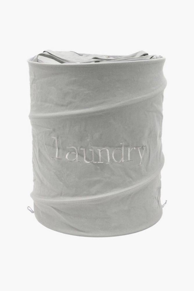 KNOCK DOWN SCRIPT LAUNDRY BASKET Foldable Laundry Hamper with Lid