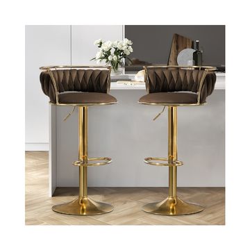 KC FURN - Set of 2 Lexi Velvet Swivel Bar Stool(brown)