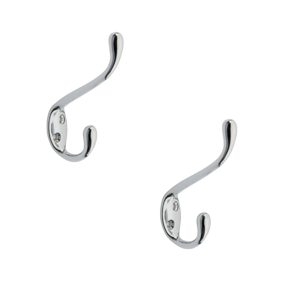 2 Pack Hat and Coat Hook, Chrome.