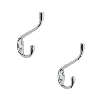 2 Pack Hat and Coat Hook, Chrome.