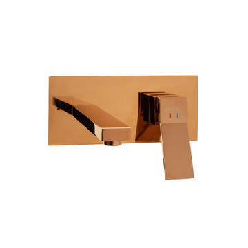 Milan Wall Basin Mixer With Spout Brass - Rose Gold