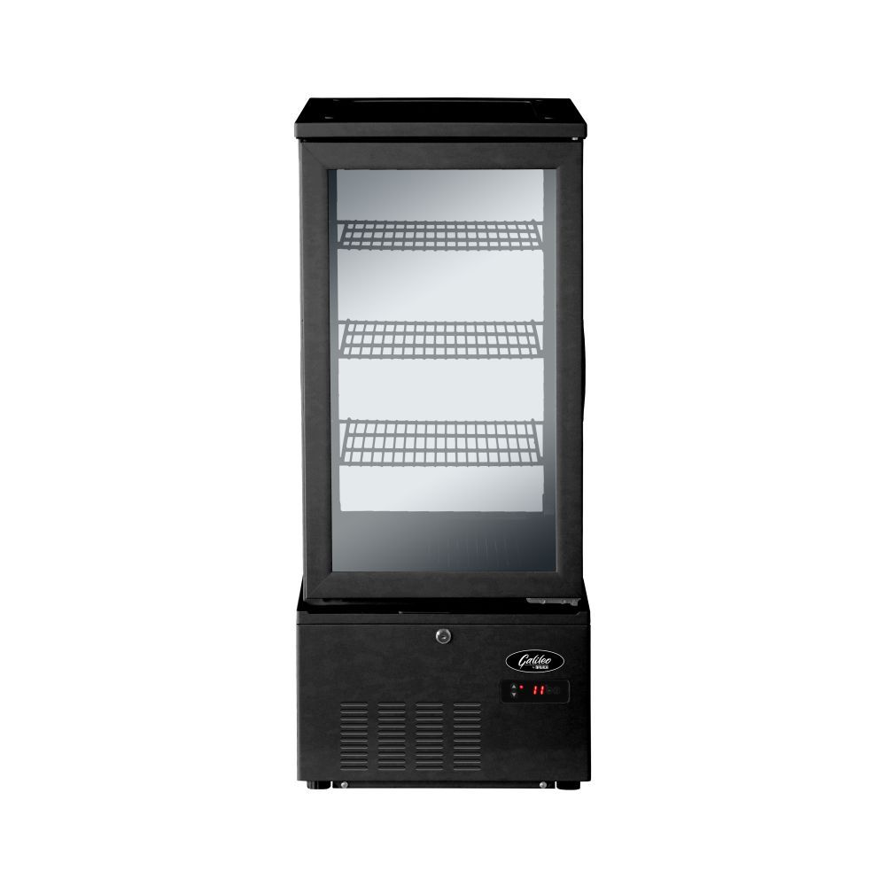Refrigerated glass display cabinet - 74Lt, Black - GALILEO