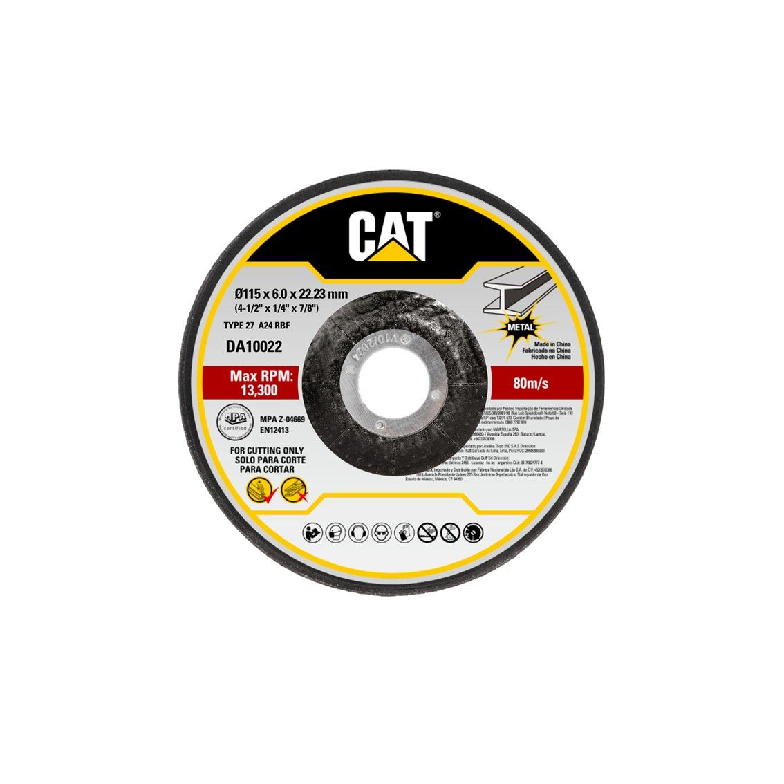CAT Depressed Metal Grinding Wheel 115mm X 6mm x 22.23mm 5pc